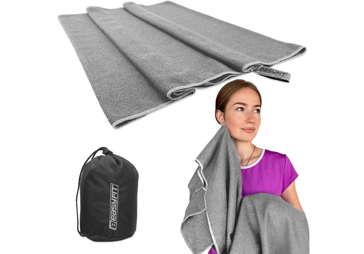 Полотенце з мікрофібри EasyFit 140х60 см сіре в сумочці