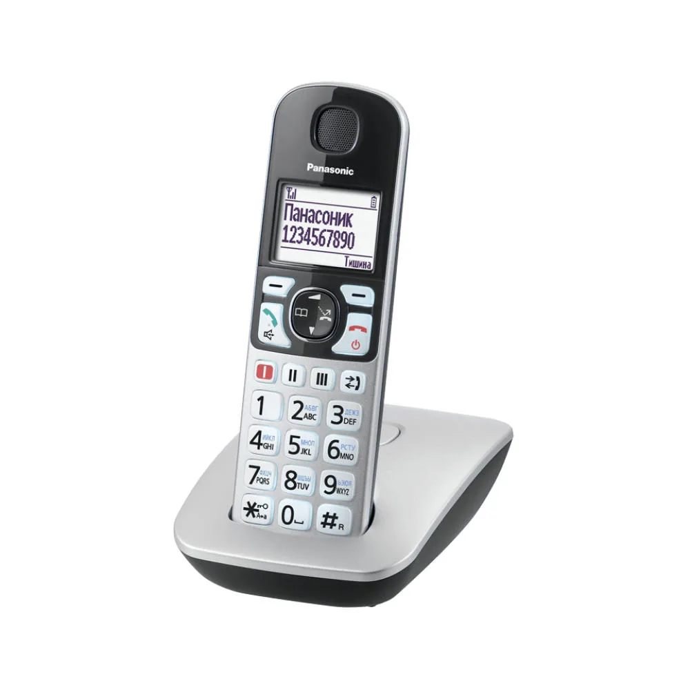 Радиотелефон DECT Panasonic KX-TGE510RUS, черно-серебристый