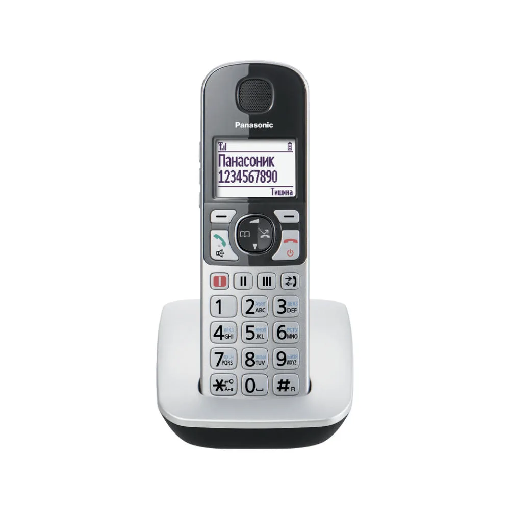 Радиотелефон DECT Panasonic KX-TGE510RUS, черно-серебристый