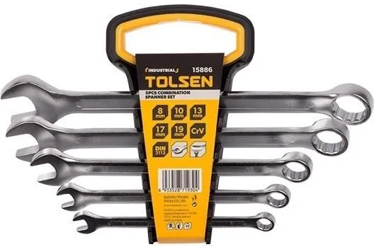 Набір комбінованих ключів Tolsen, 8-19 мм, CrV, 5 штук.