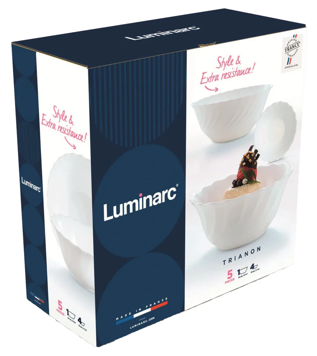 Набір салатників Luminarc загартоване скло 4х12 см 1х24 см білий 5 предметів