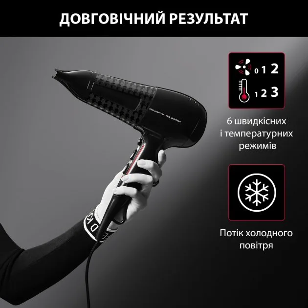 Фен Rowenta 2100 Вт чорний із іонізацією та дифузором