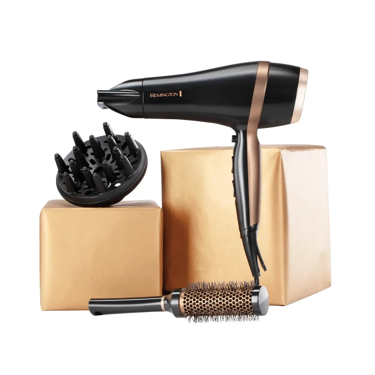 Фен Remington Salon Smooth, 2100 Вт, 3 скорости, диффузор, расческа, кейс, ионизация, холодный обдув, черный
