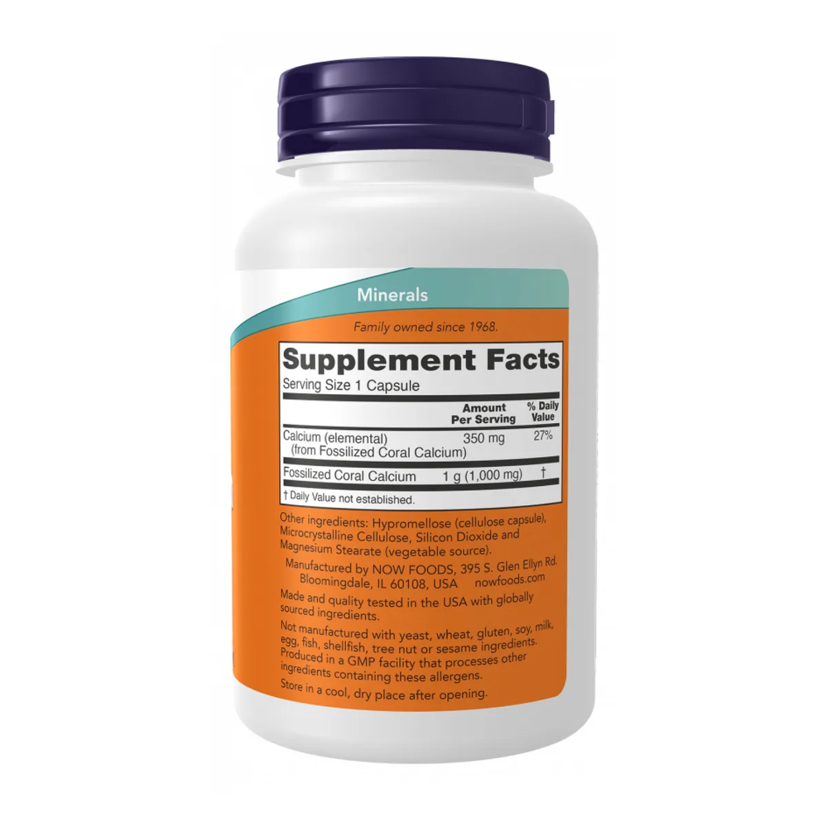 Коралловый кальций NOW Foods 1000 мг 250 капсул Без ГМО Халяльный Кошерный