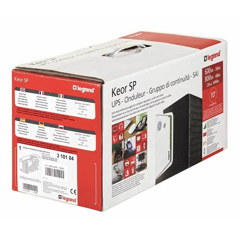 Джерело безперебійного живлення Legrand Keor SP, 600ВА/360Вт, LED, USB, 4хС13