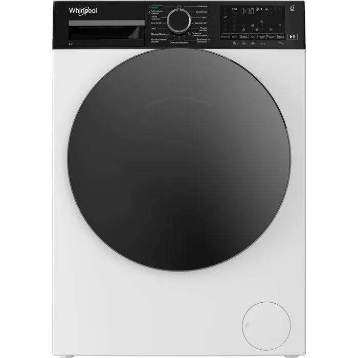 Пральна машина Whirlpool фронтального завантаження, 8 кг, 1400 об/хв, клас енергоспоживання C, 55 см, з дисплеєм, функцією пара, і