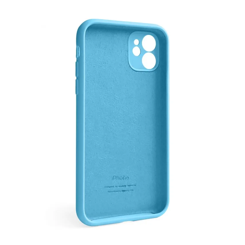 Чохол Silicone Case для iPhone 12 силіконовий  блакитний закрита камера
