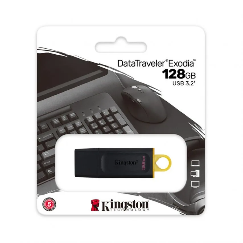 Флеш-пам'ять USB Kingston 128Гб пластик чорний/жовтий USB 3.2