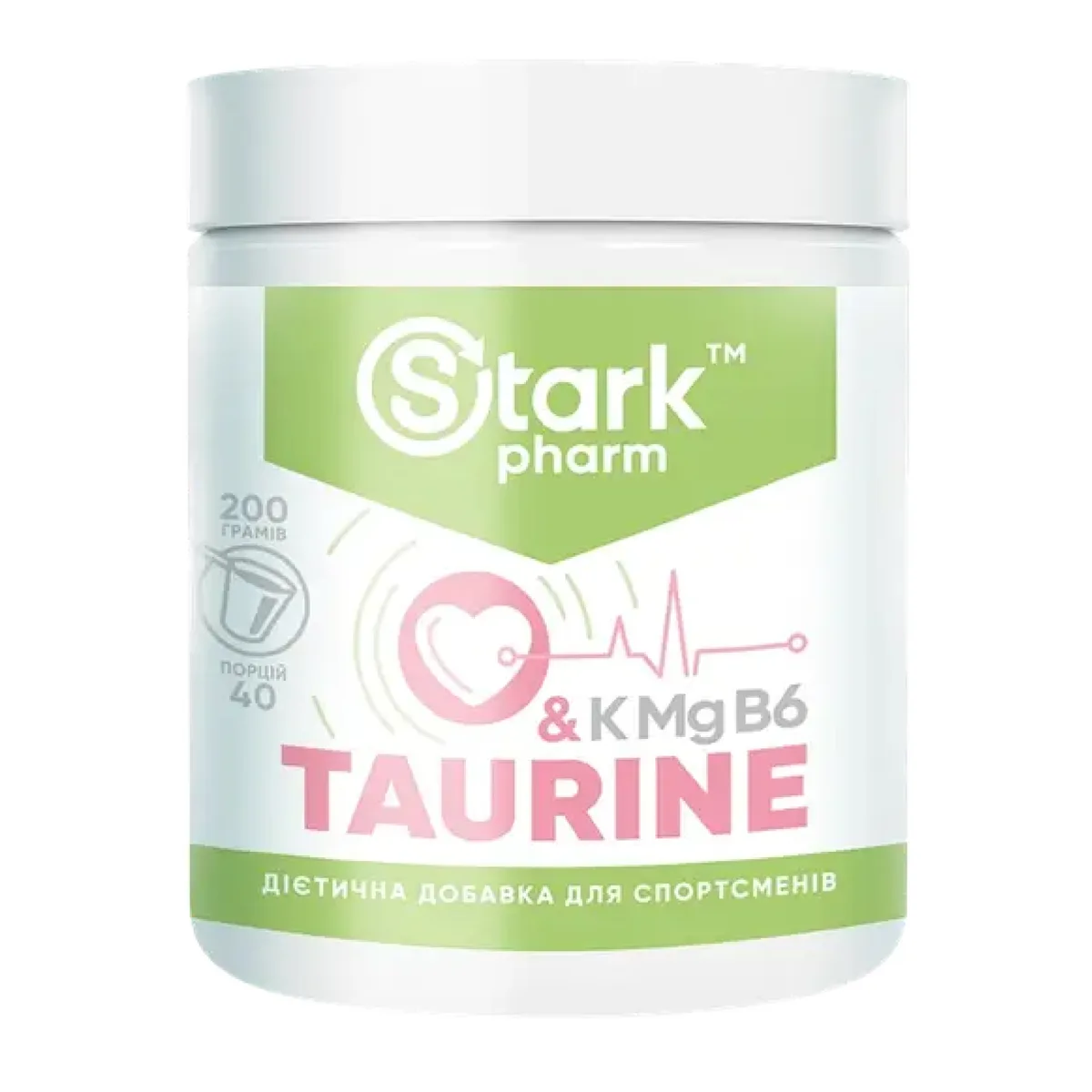 Товар Stark Pharm Taurine MgB6 200 г Порошок для серця з таурином, магнієм, калієм, вітаміном B6