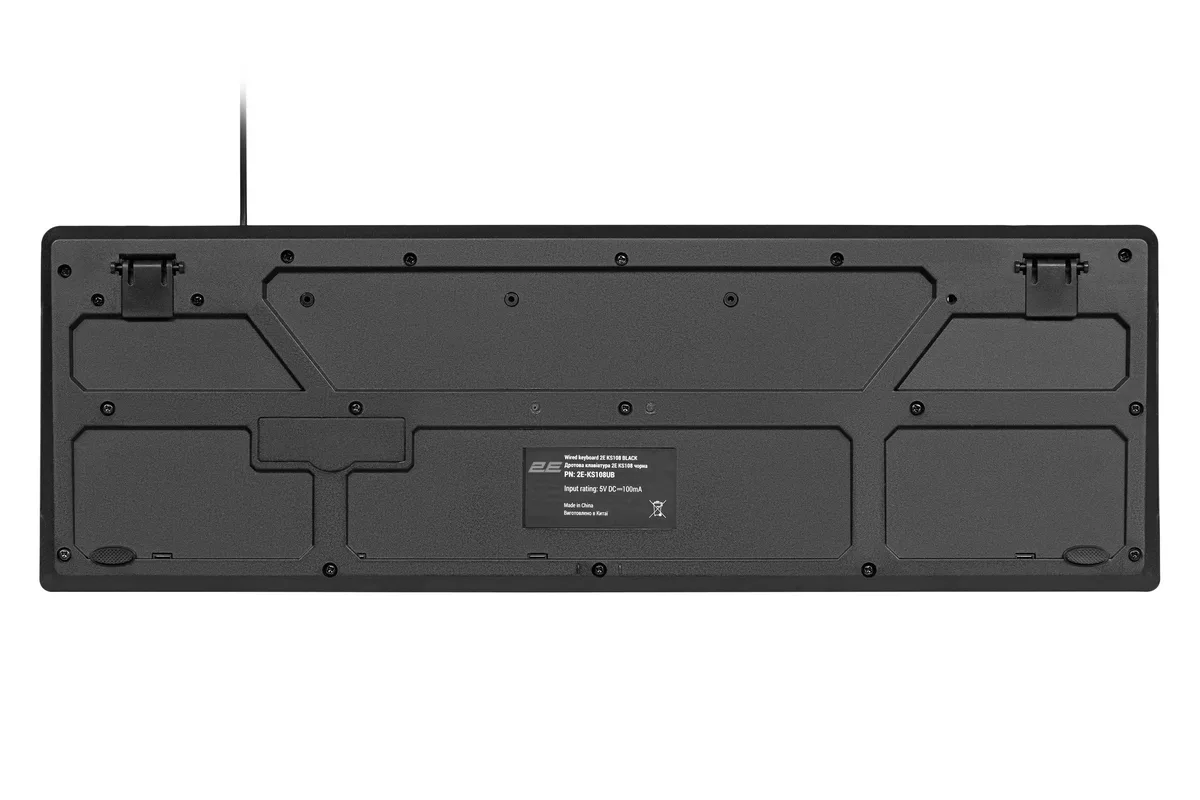 Клавіатура мембранна 2E USB чорна повнорозмірна 104 клавіші
