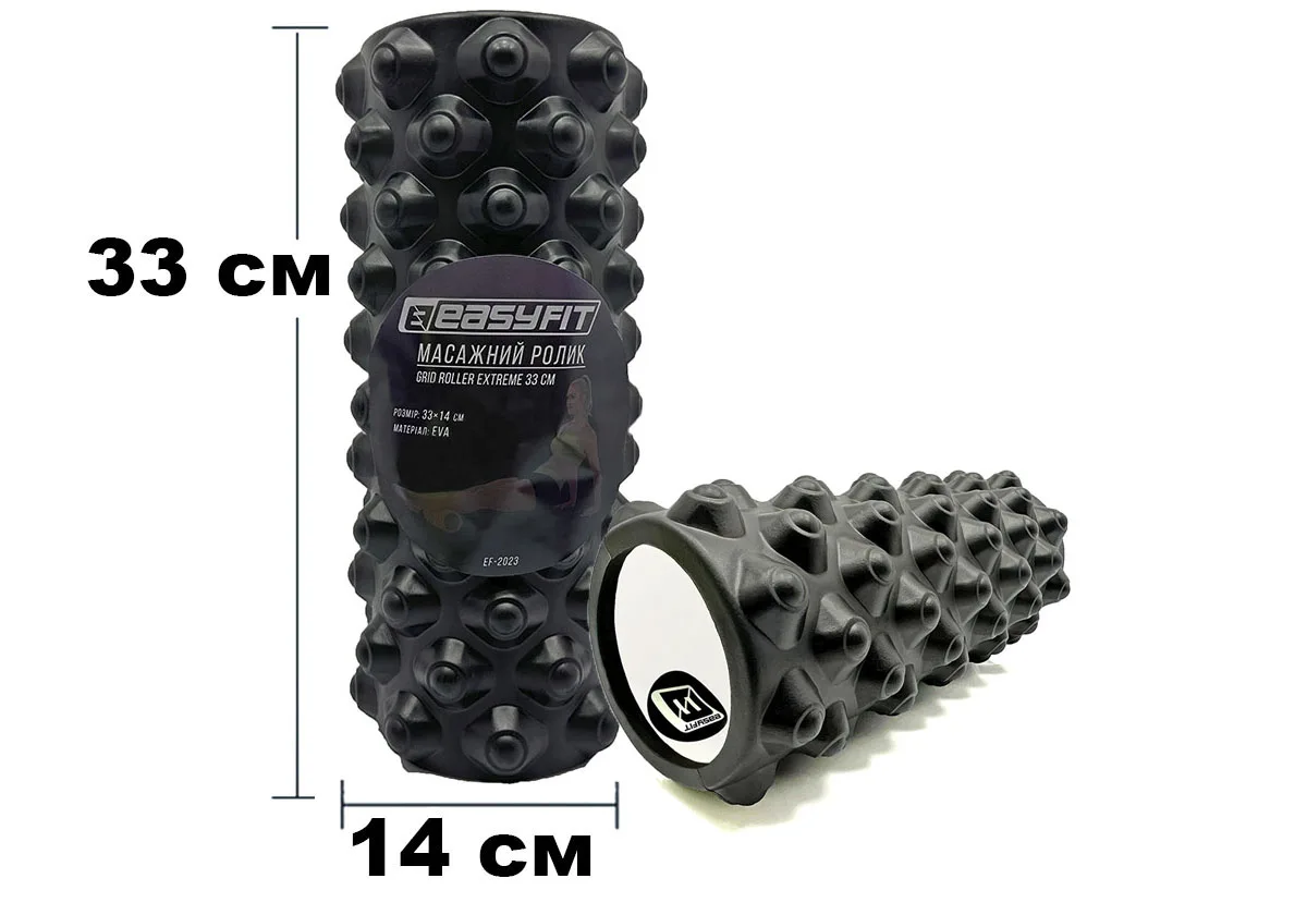 Масажний ролик EasyFit EVA 33х14 см Чорний