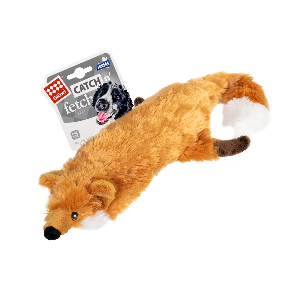 Іграшка для собак м’яка Лисиця 63 см штучне хутро з пищалкою GiGwi Catch&fetch