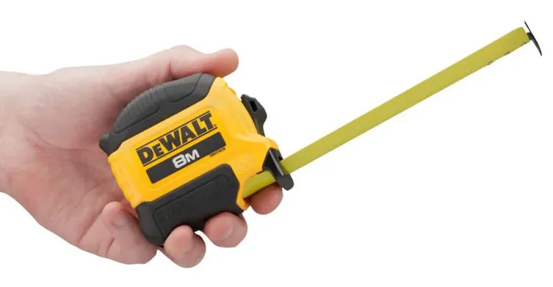 Рулетка DeWALT COMPACT, 8м х 28мм, с механизмом фиксации, АБС-пластик, магнитная основа