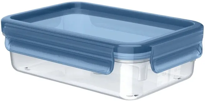 Контейнер Tefal Master Seal Eco 0,8л, прямокутний, пластиковий, прозорий, блакитного кольору.