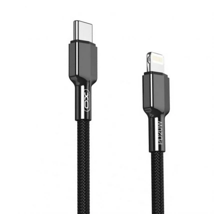 Кабель USB Type-C to Lightning 1м тканинний чорний 20W 2.22A швидке заряджання