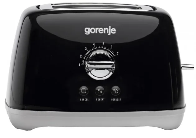 Тостер Gorenje 800 Вт 2 тости чорний пластик метал 27,1х18,4х19,7 см