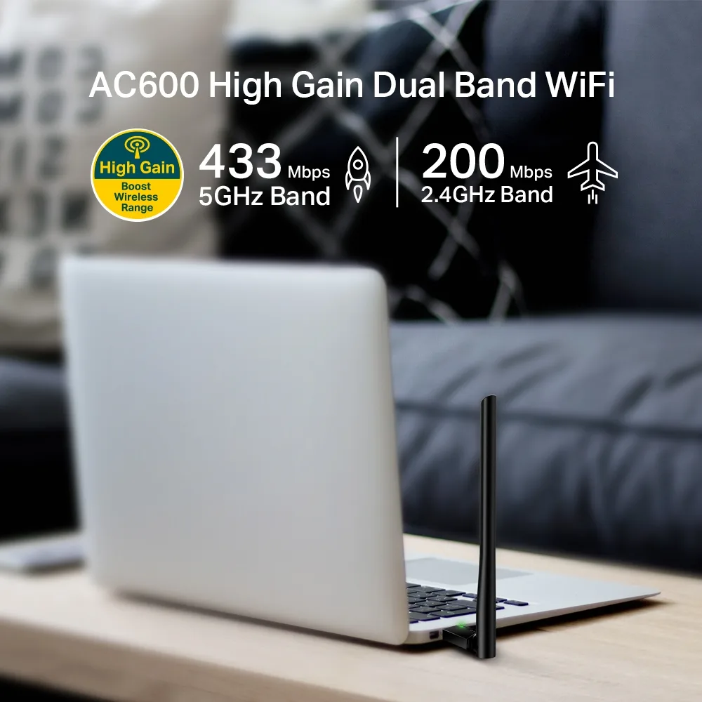 Адаптер WiFi TP-LINK Archer T2U plus AC600, USB