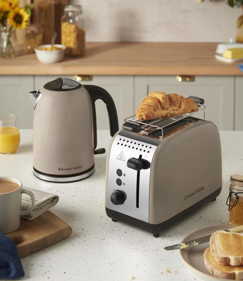Тостер Russell Hobbs 1671 Вт, нержавіюча сталь, функція підігріву, колір моко.