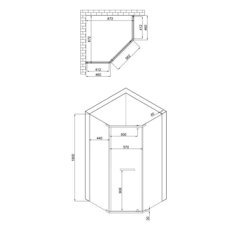 Душова кабіна SC90x90.CRM.LOW.TR прозоре скло 6 мм хромований профіль 90x90 см