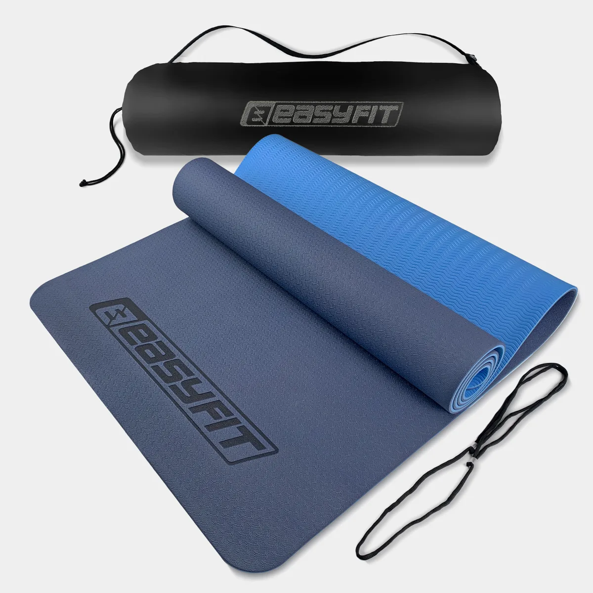 Коврик для йоги EasyFit TPE 183х61 см 6 мм синій з блакитним
