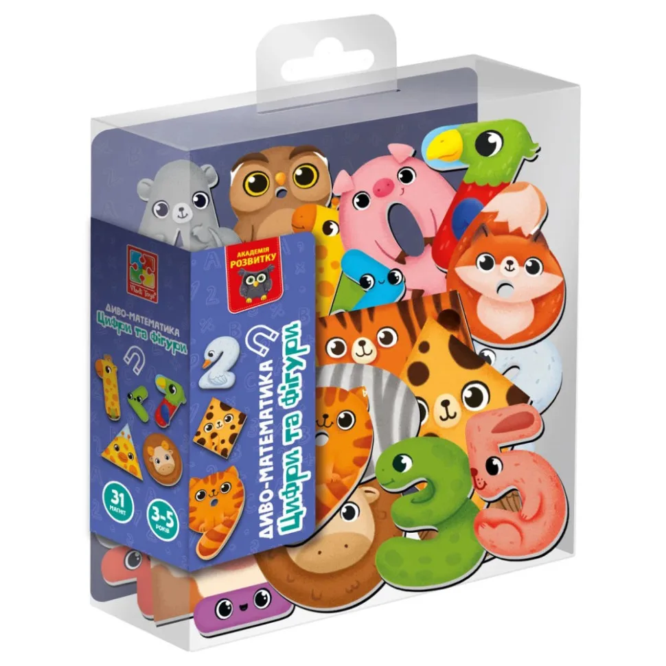 Дитяча магнітна гра Vladi Toys 31 магніт з пластику для дітей 3-5 років різнокольорова