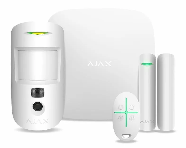 Комплект охранной сигнализации Ajax HDR StarterKit Cam Plus, hub 2 plus, motioncam HDR, doorprotect, spacecontrol, jeweller, беспроводной, белый.