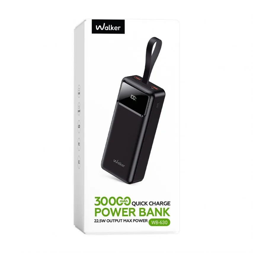 Power Bank WALKER 30000mAh Li-polymer 68,7х155х42,2 мм чорний