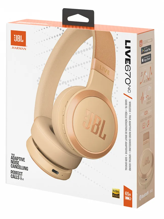 Гарнітура JBL бездротова повнорозмірна пластикова бежева 40 мм
