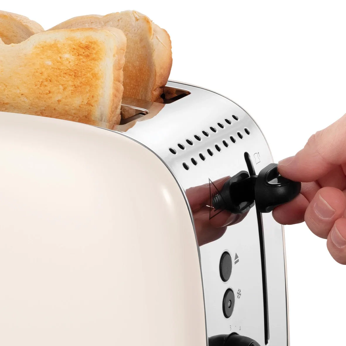Тостер Russell Hobbs 1670 Вт, нержавіюча сталь, функція підігріву, колір жасмин.