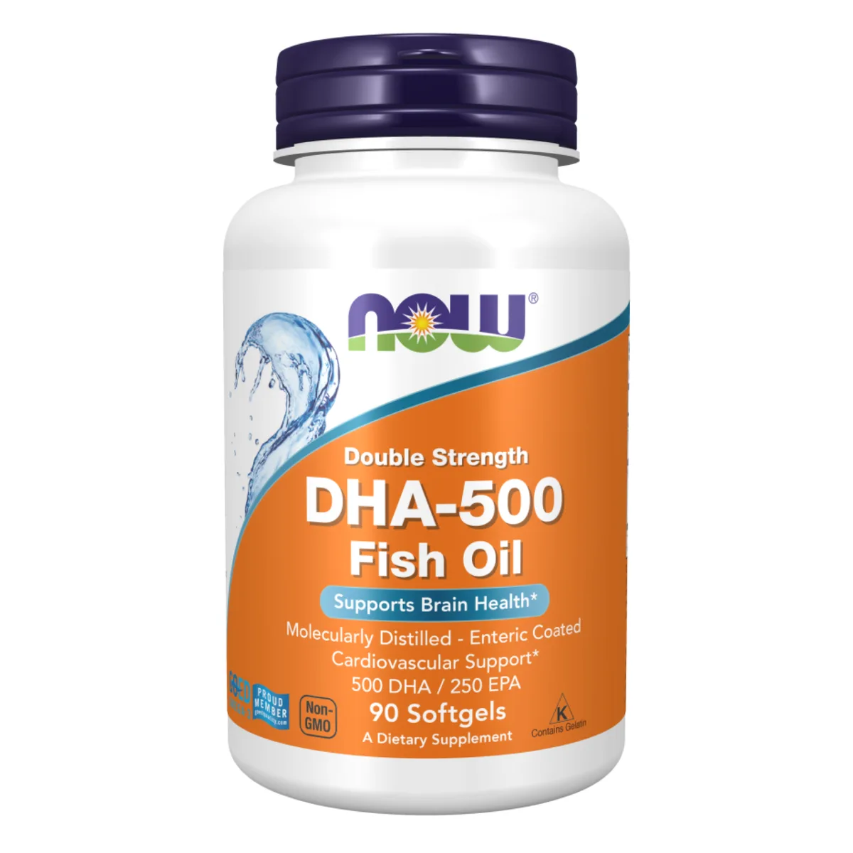 DHA 500мг Now Foods м'які гелі 90 шт дистильований з кишково-розчинним покриттям