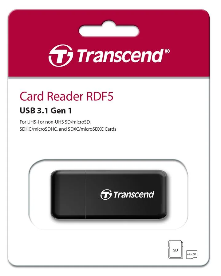 Картридер Transcend USB 3.1 Type-A > microSD/SD Черный
