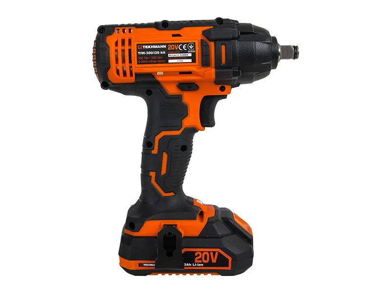 Акумуляторний ударний гайковерт Tekhmann TIW-300/i20 kit 20В, 1x2А·год, 300Нм, 2800об/хв, вага 1.2кг.