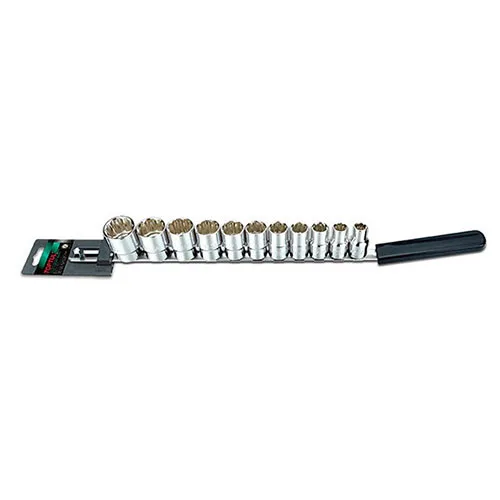 Набір дюймових головок Toptul 12-гранний 1/2" 11 шт короткий метал