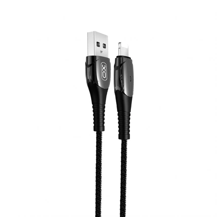 Кабель USB XO Lightning 1м тканинний чорний 2.4A