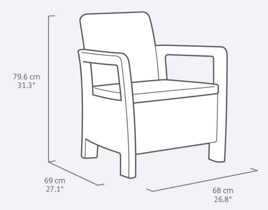 Комплект садових меблів пластиковий 68х69х79 см коричневий