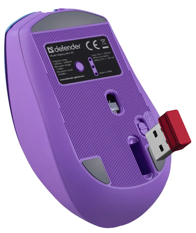 Миша Defender оптична бездротова середня фіолетова Bluetooth 800 1200 1600 dpi