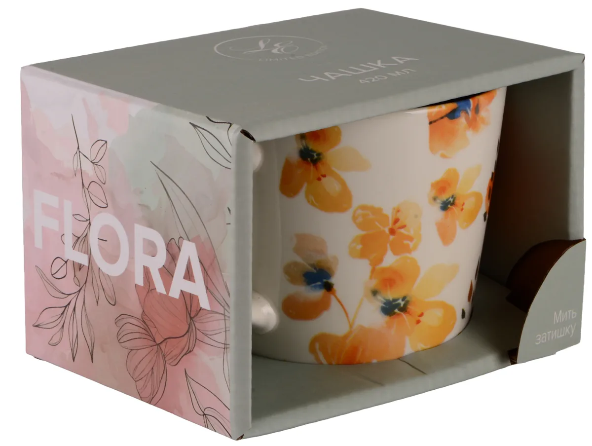 Чашка Limited Edition порцелянова 420 мл біла з малюнком Flora