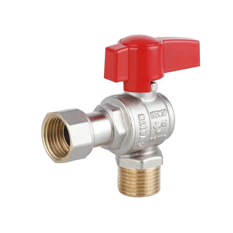 Кран кульовий 1/2" Thermo Alliance кутовий латунь нікель 35х22х29 см