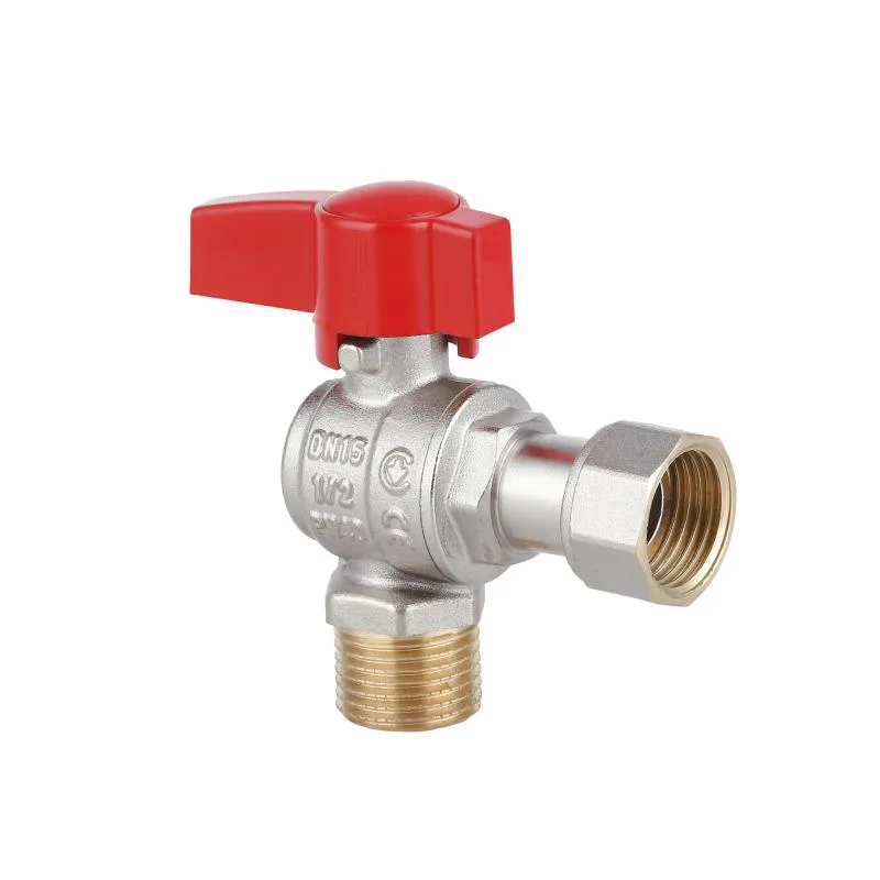Кран кульовий 1/2" Thermo Alliance кутовий латунь нікель 35х22х29 см