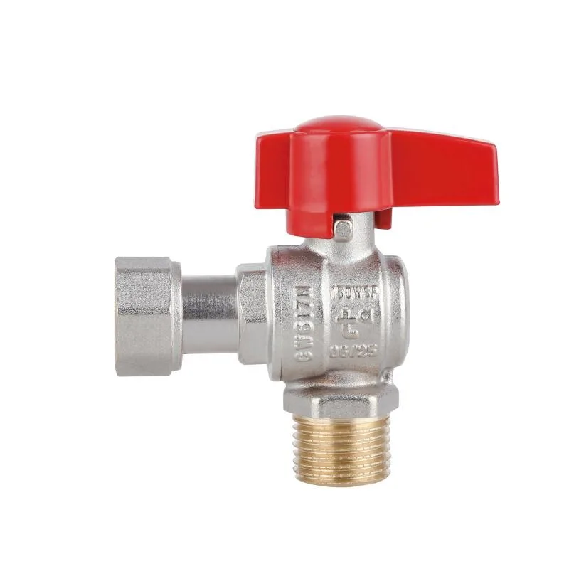 Кран кульовий 1/2" Thermo Alliance кутовий латунь нікель 35х22х29 см