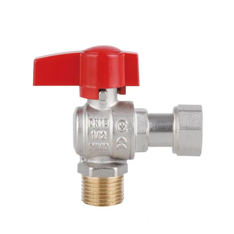 Кран кульовий 1/2" Thermo Alliance кутовий латунь нікель 35х22х29 см