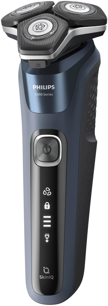 Електрична бритва Philips роторного типу Series 5000, потужність 9 Вт, з трьома бритвяними головками, Li-Ion акумулятор, для сухог