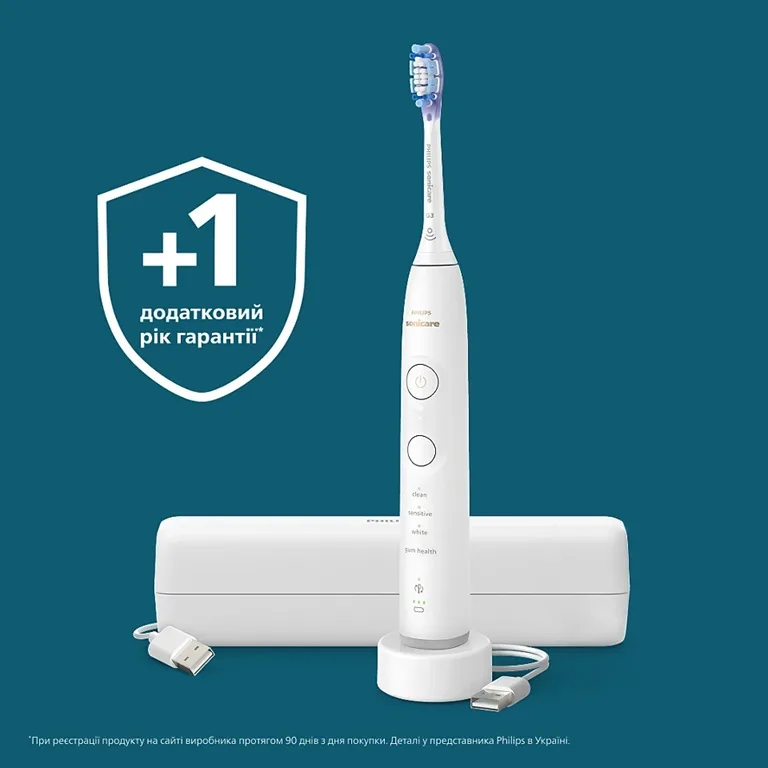 Зубна електрощітка Philips Sonicare Ультразвукова 62000 рухів на хвилину Білий
