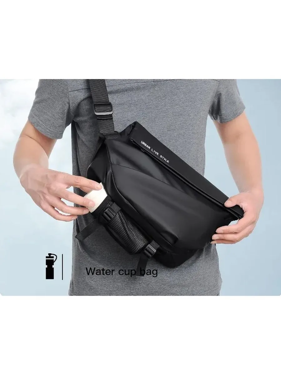 Сумка-слінг Weatro водонепроникна 29x13x19 см чорна