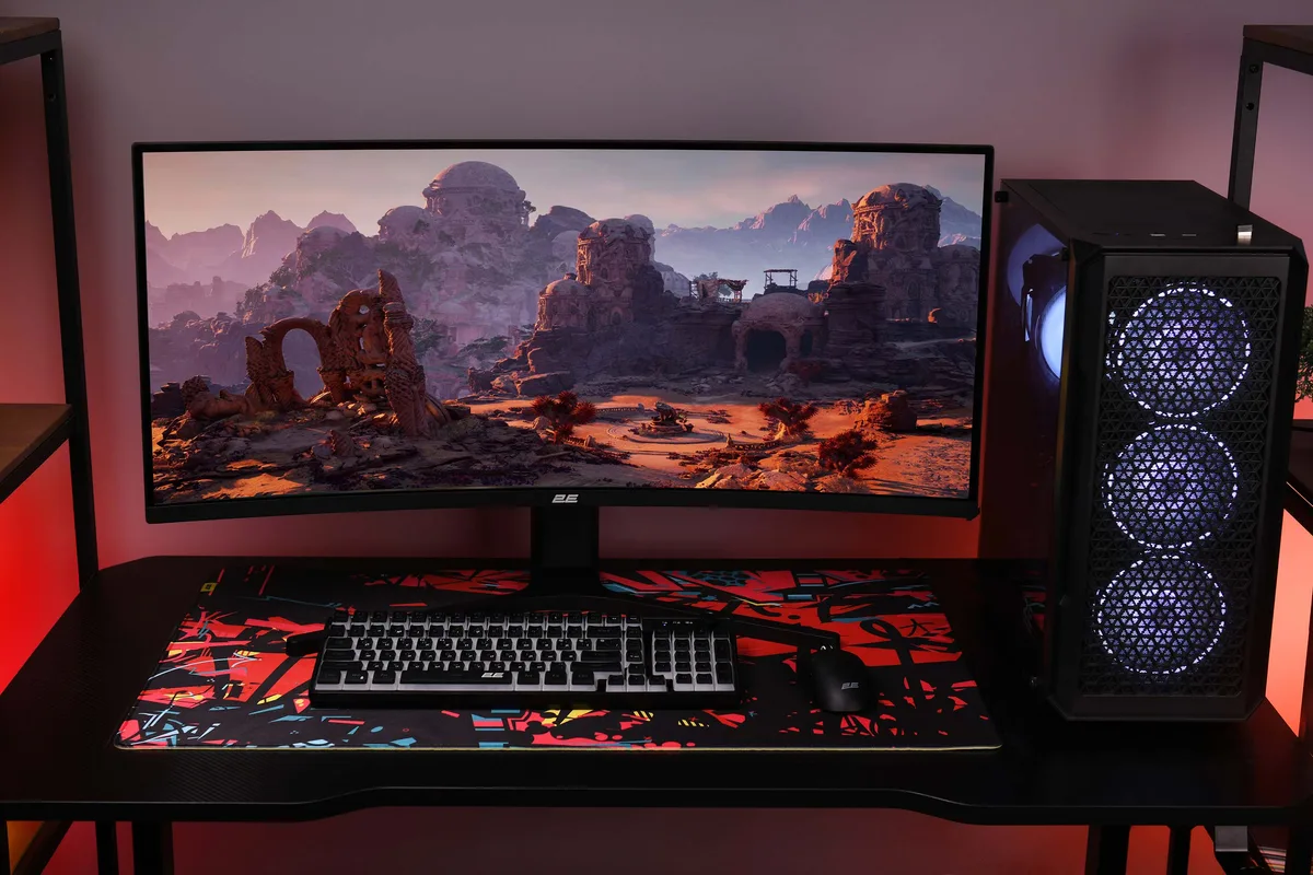 Монітор 2E GAMING 34" G3424B 2xHDMI, DP, VA, 3440x1440, 180Hz, 1ms, NTSC 85%, CURVED, FreeSync, HAS