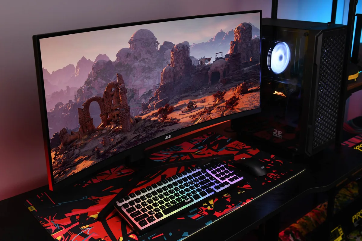 Монітор 2E GAMING 34" G3424B 2xHDMI, DP, VA, 3440x1440, 180Hz, 1ms, NTSC 85%, CURVED, FreeSync, HAS