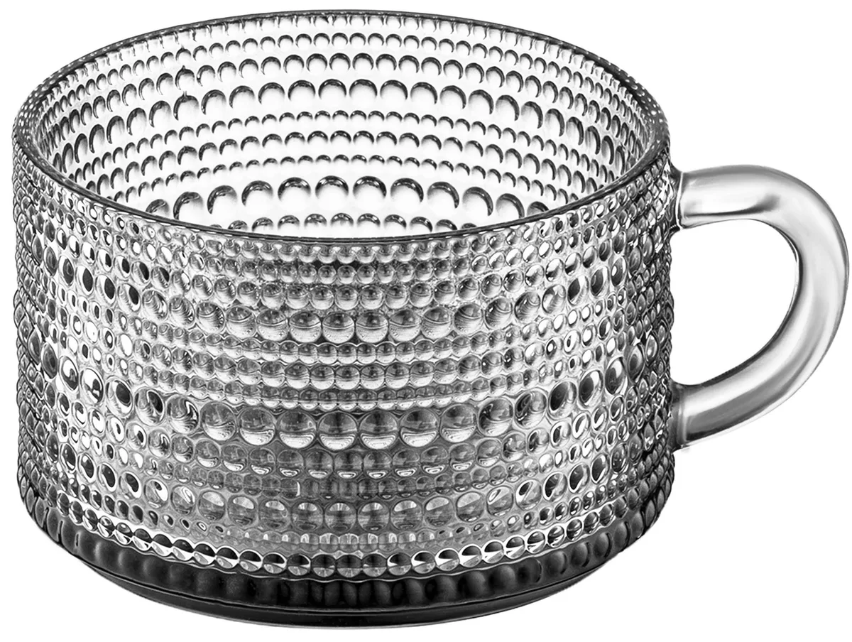 Чашка ARDESTO Verbena, 10.5 см, скляна, сірого кольору.