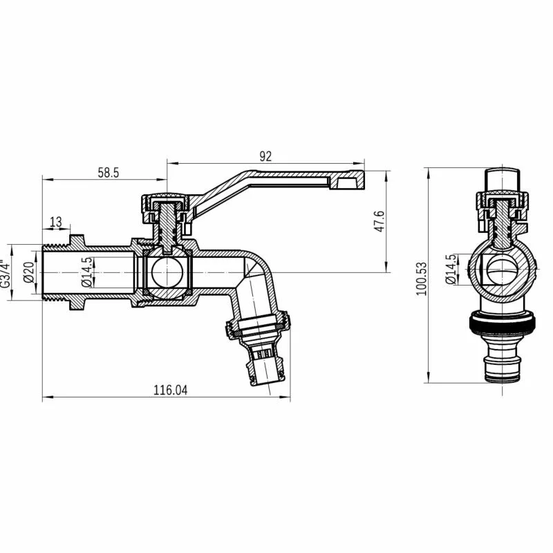 Кран кульовий незамерзаючий 3/4" латунь Thermo Alliance Forte для поливу