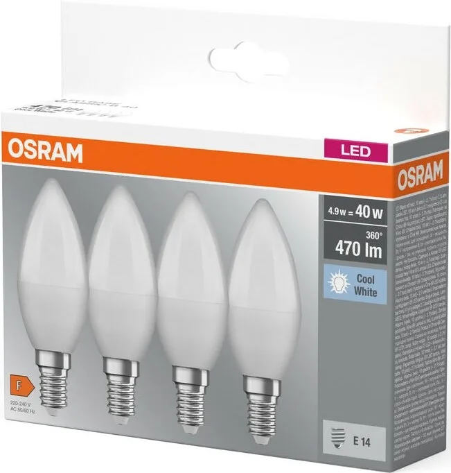 Набір ламп 4шт OSRAM LED E14 4.9Вт 4000К 470Лм B40