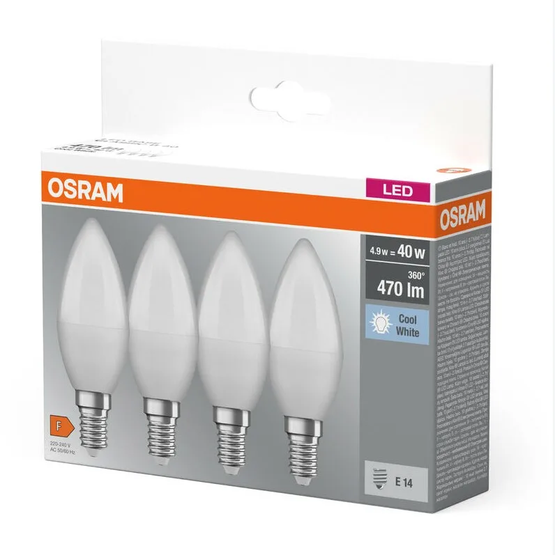 Набір ламп 4шт OSRAM LED E14 4.9Вт 4000К 470Лм B40